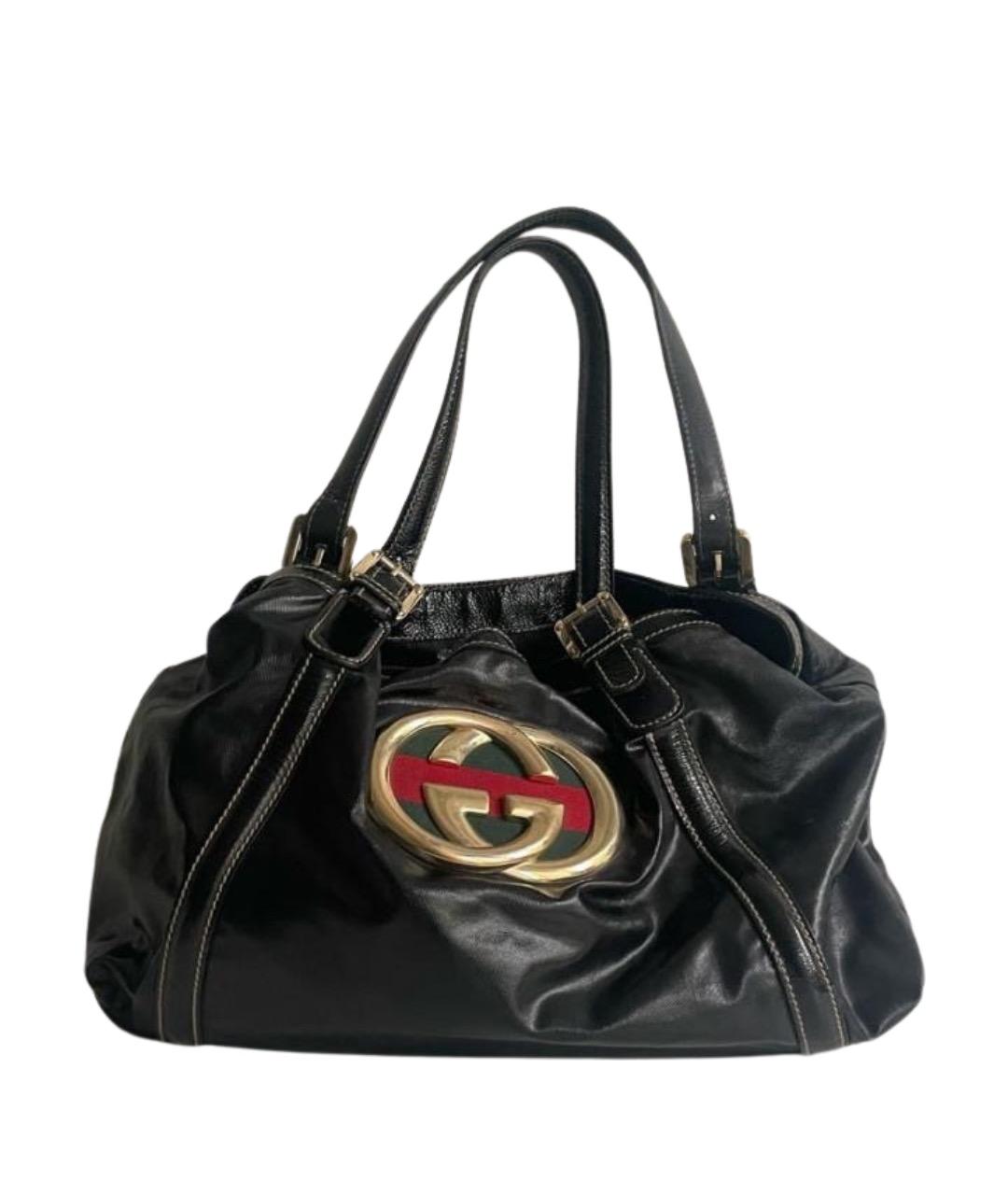 GUCCI Черная кожаная сумка тоут, фото 1