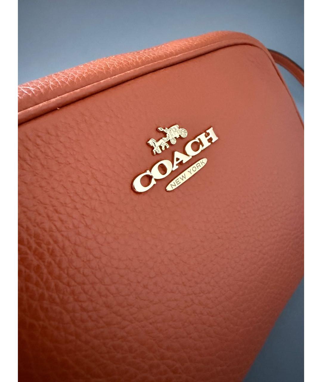 COACH Оранжевая кожаная сумка через плечо, фото 5