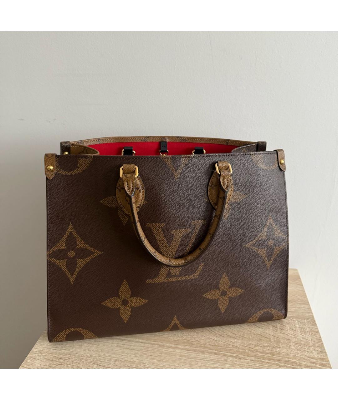 LOUIS VUITTON Коричневая кожаная сумка тоут, фото 5