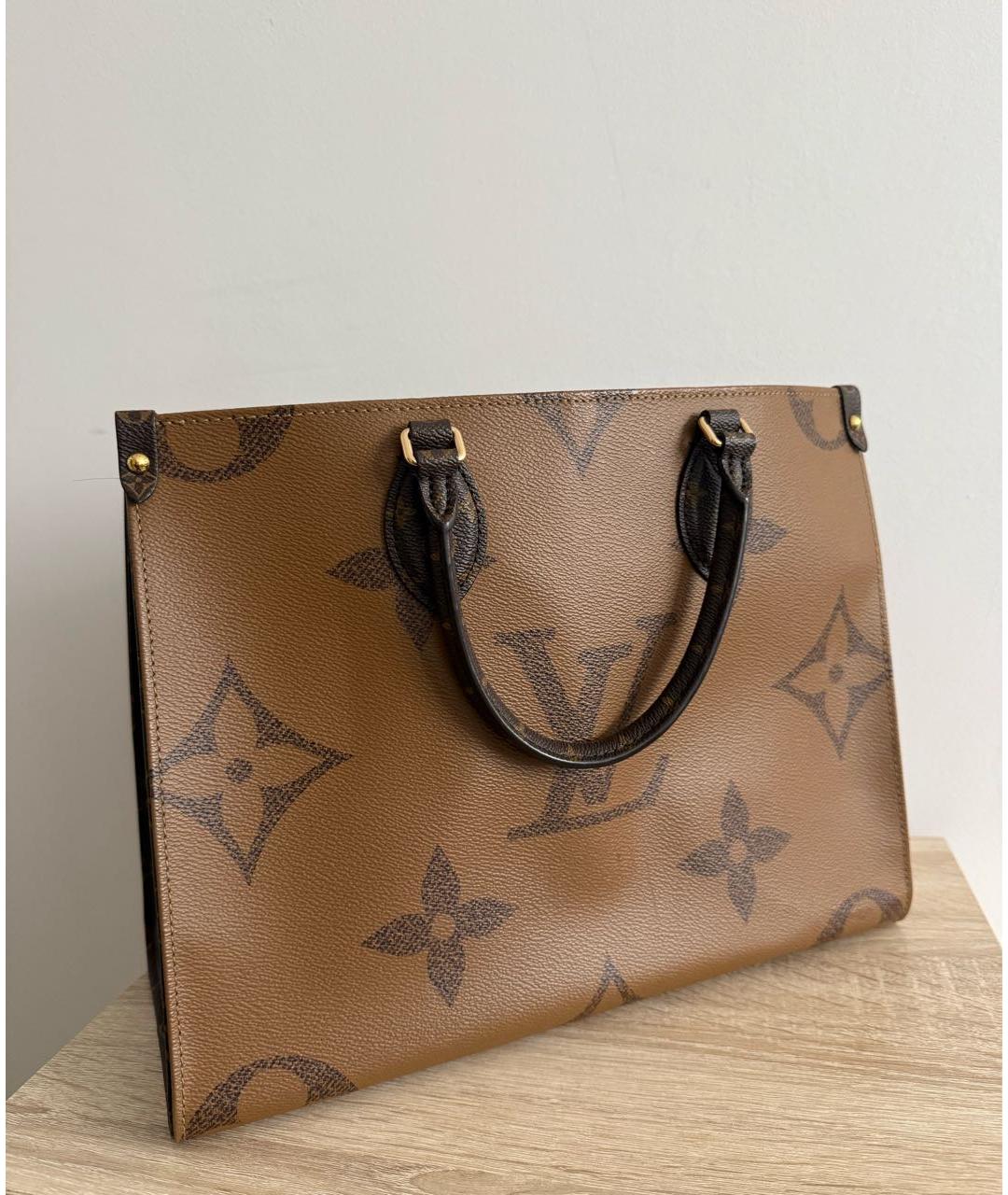 LOUIS VUITTON Коричневая кожаная сумка тоут, фото 3