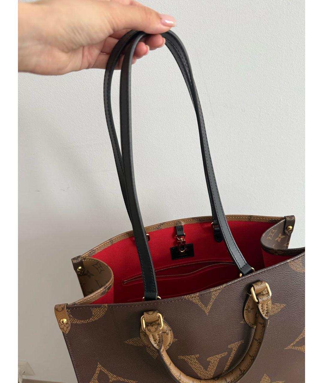 LOUIS VUITTON Коричневая кожаная сумка тоут, фото 2