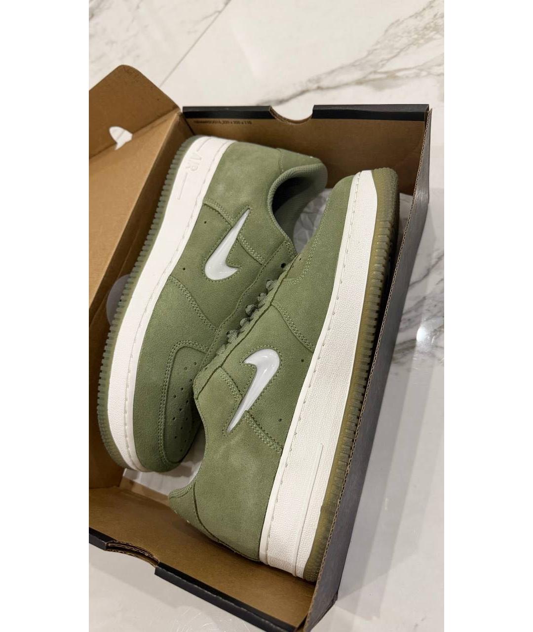 NIKE Зеленые замшевые низкие кроссовки / кеды, фото 2