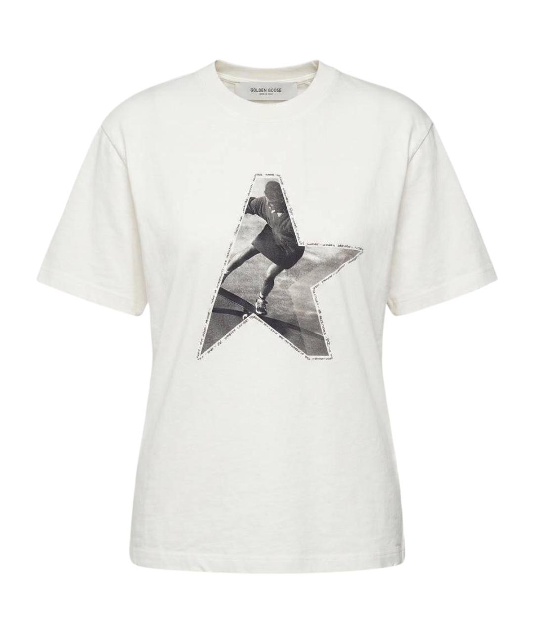 GOLDEN GOOSE DELUXE BRAND Белая хлопковая футболка, фото 1