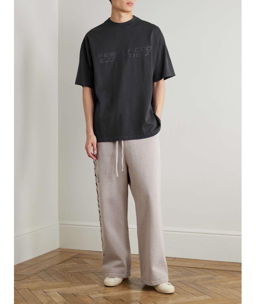 FEAR OF GOD ESSENTIALS Антрацитовая хлопковая футболка, фото 5