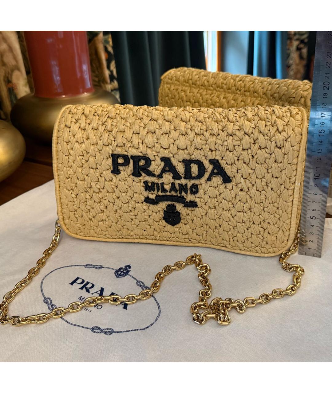 PRADA Бежевая плетеная сумка через плечо, фото 6