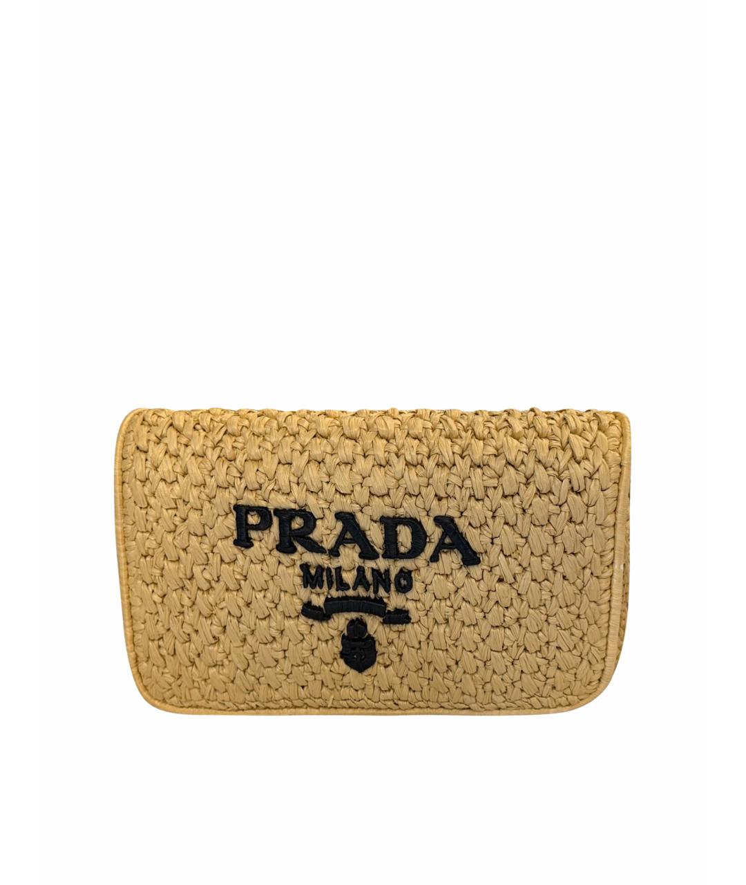 PRADA Бежевая плетеная сумка через плечо, фото 1