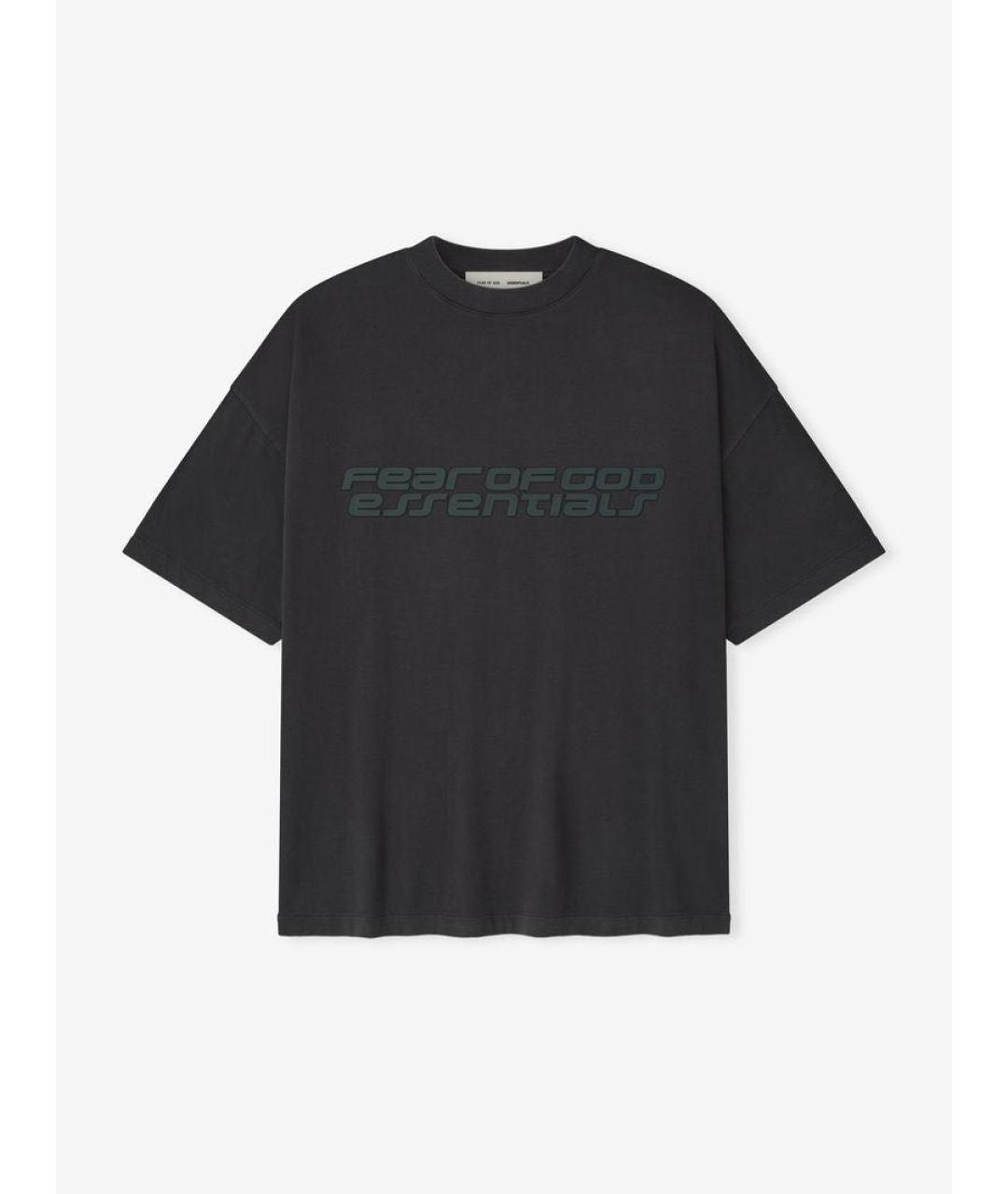FEAR OF GOD ESSENTIALS Антрацитовая хлопковая футболка, фото 5