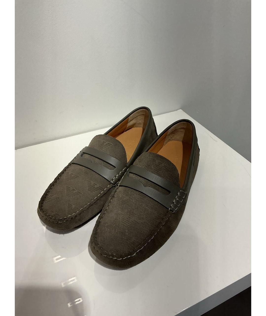 EMPORIO ARMANI Бежевые кожаные мокасины, фото 4