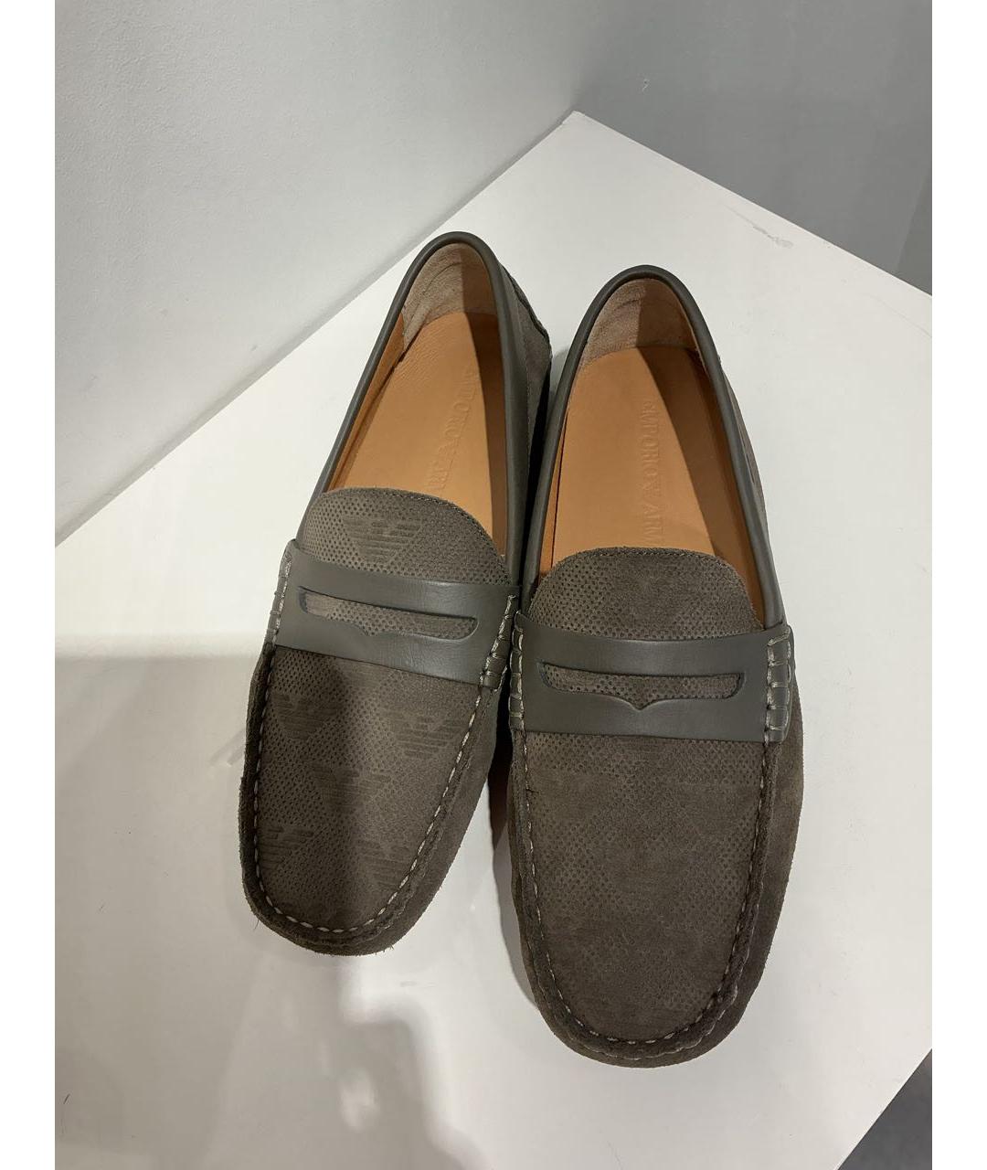 EMPORIO ARMANI Бежевые кожаные мокасины, фото 3