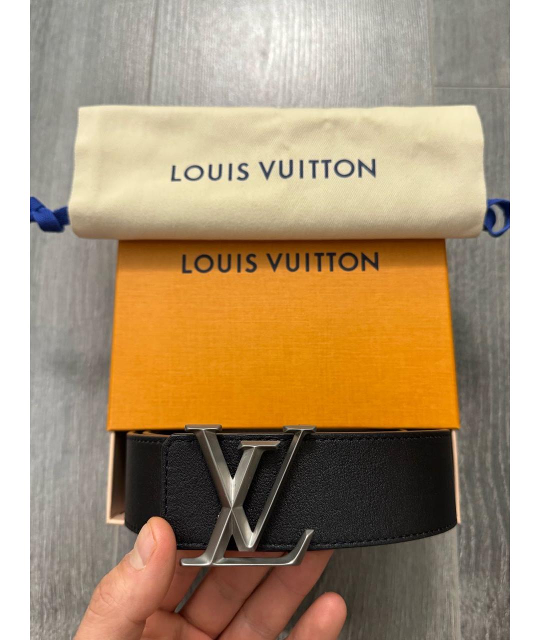 LOUIS VUITTON Черный кожаный ремень, фото 2
