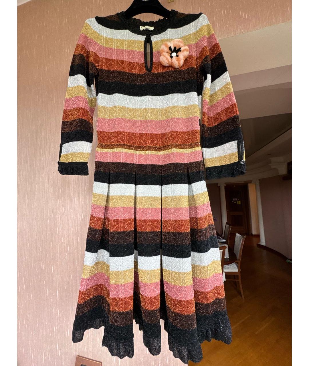 FENDI Мульти шерстяное повседневное платье, фото 5