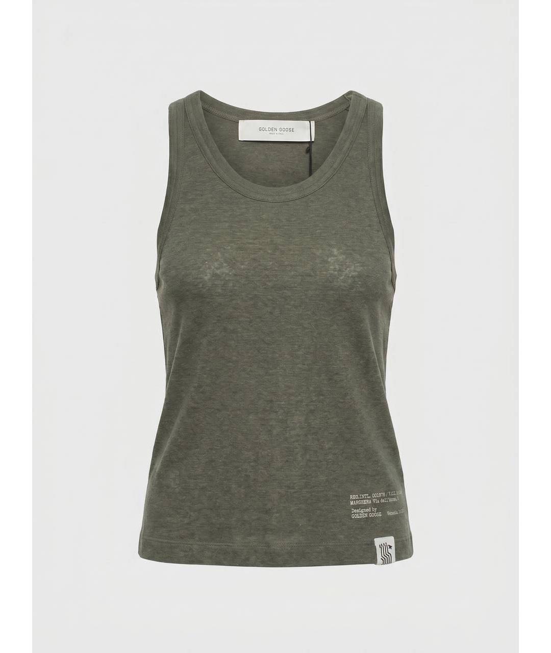 GOLDEN GOOSE DELUXE BRAND Хаки льняная майка, фото 8