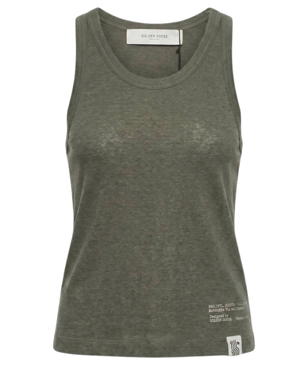 GOLDEN GOOSE DELUXE BRAND Хаки льняная майка, фото 1