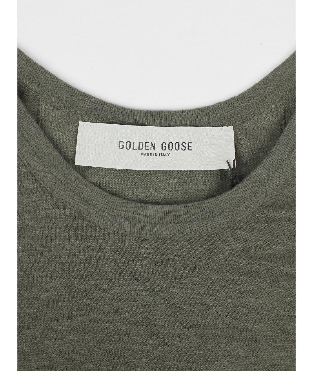 GOLDEN GOOSE DELUXE BRAND Хаки льняная майка, фото 3