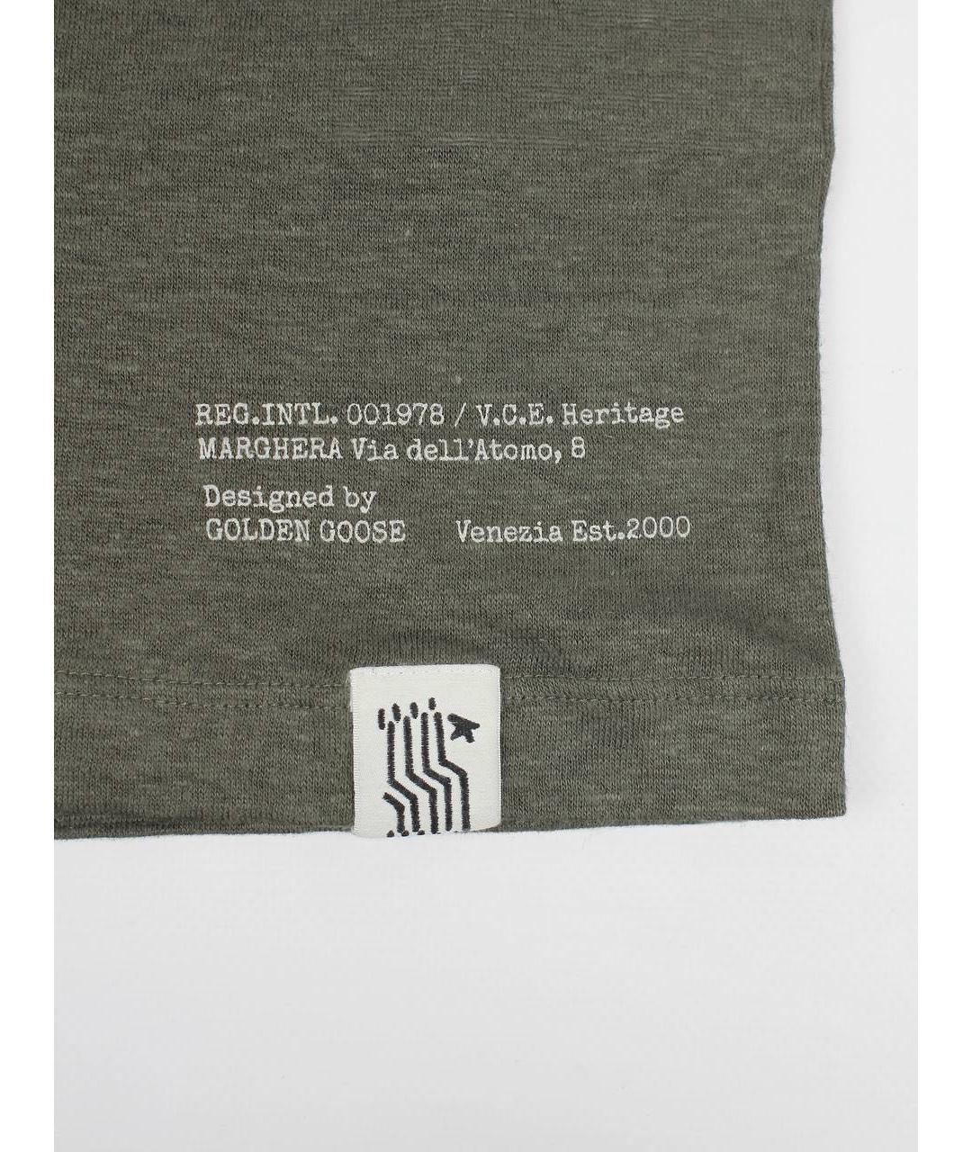 GOLDEN GOOSE DELUXE BRAND Хаки льняная майка, фото 5