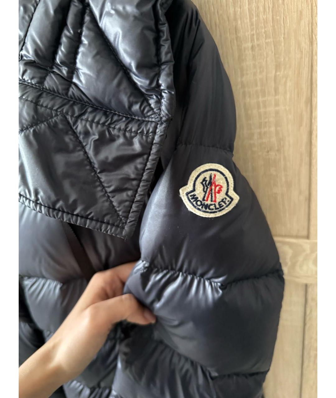 MONCLER Темно-синий полиамидовый пуховик, фото 3