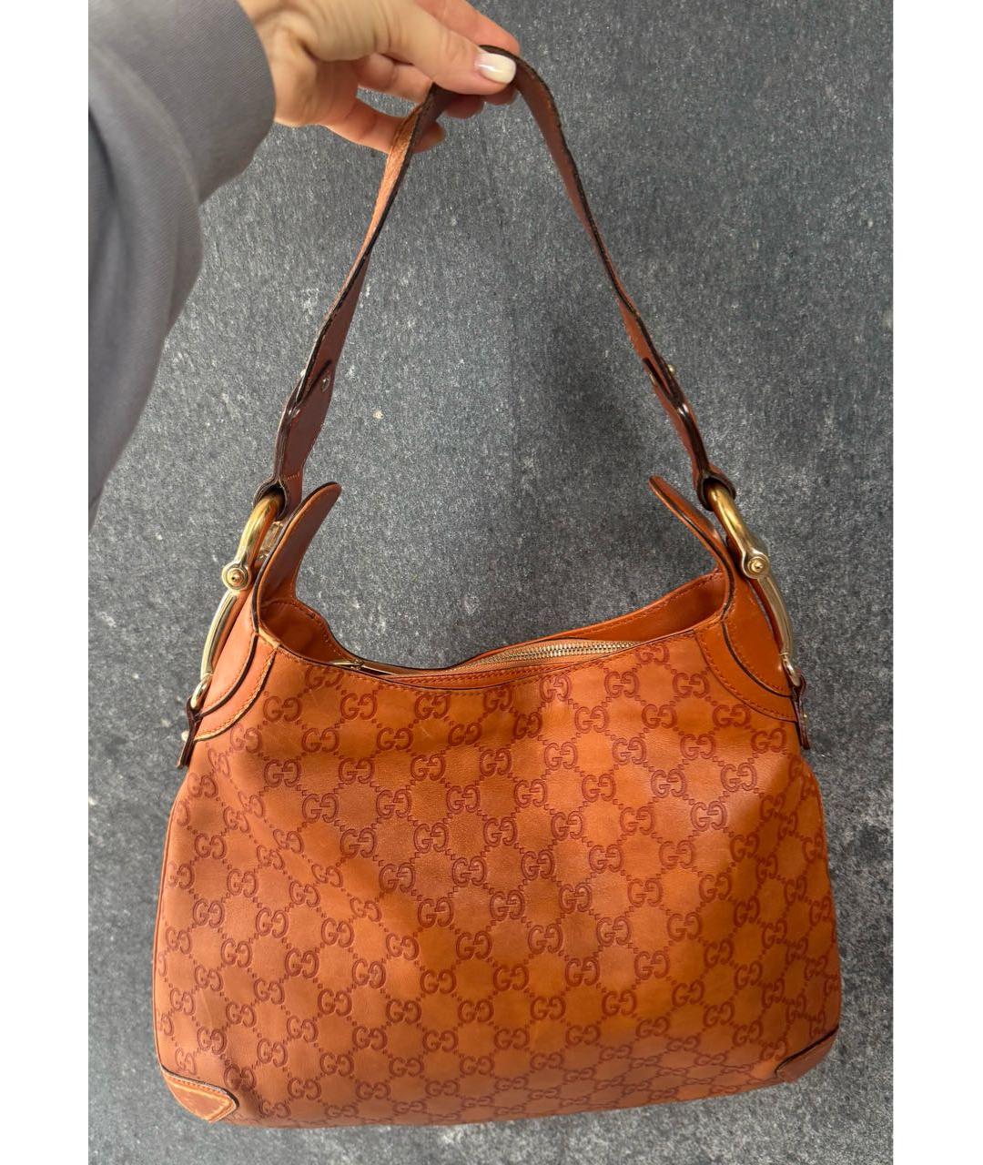 GUCCI Коричневая кожаная сумка с короткими ручками, фото 2