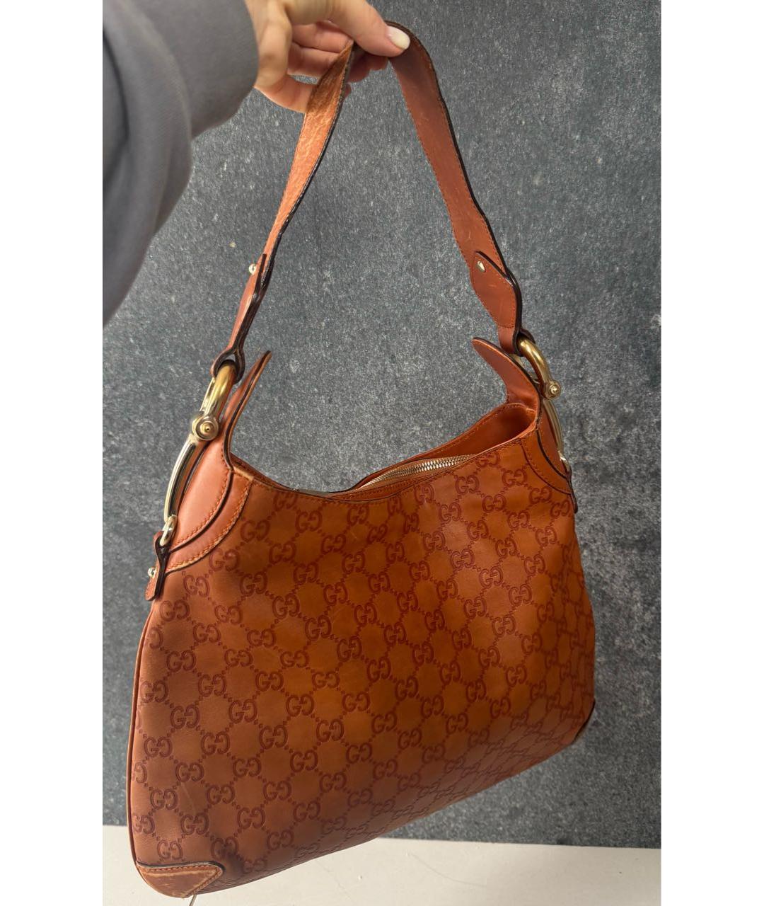 GUCCI Коричневая кожаная сумка с короткими ручками, фото 3