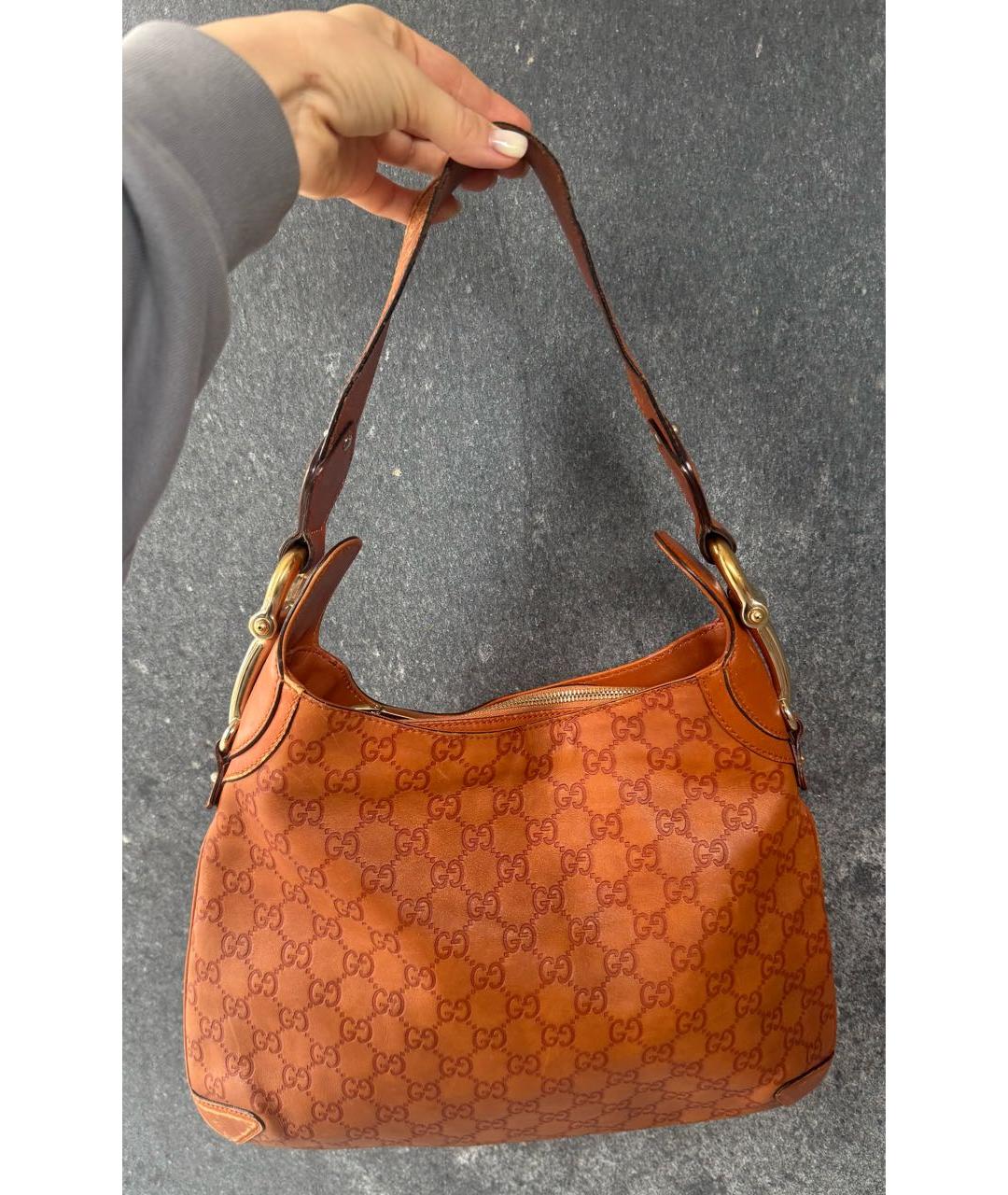 GUCCI Коричневая кожаная сумка с короткими ручками, фото 9