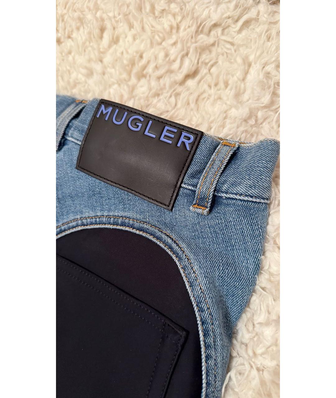 MUGLER Голубые деним шорты, фото 6