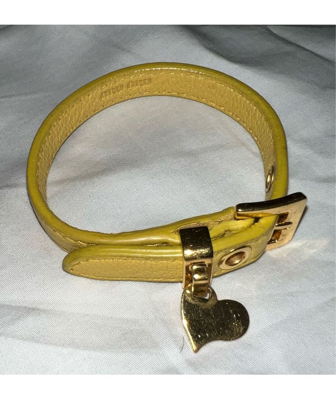 MIU MIU Желтый кожаный браслет, фото 2