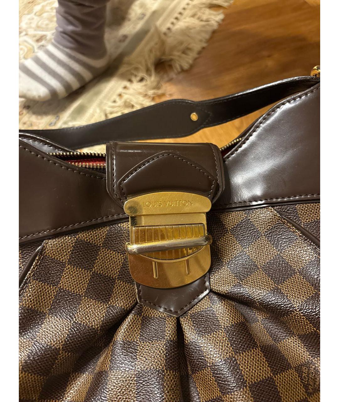 LOUIS VUITTON Коричневая кожаная сумка тоут, фото 8