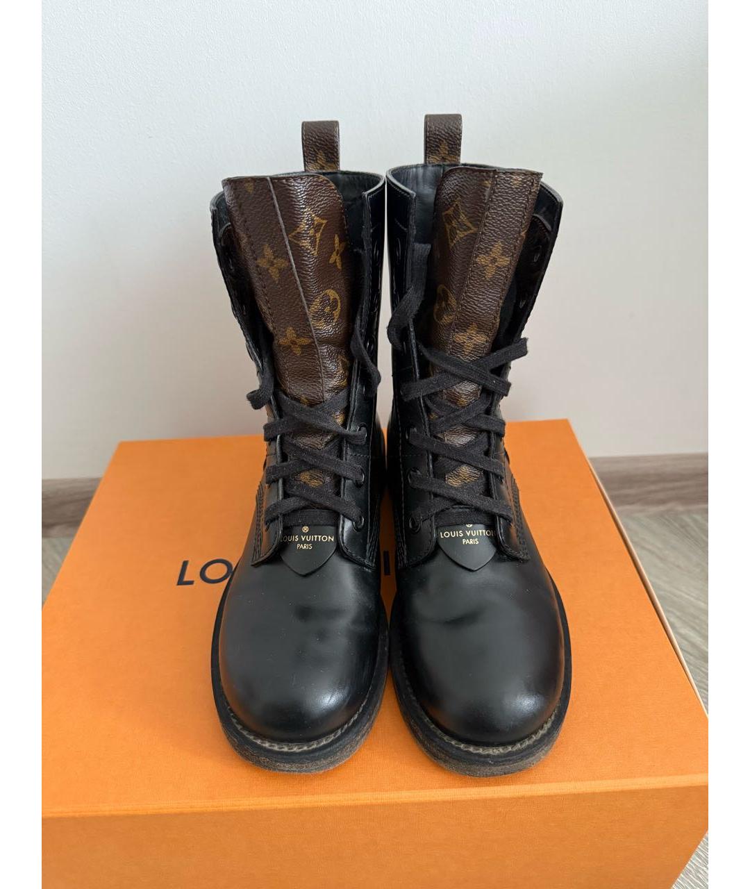 LOUIS VUITTON Черные кожаные ботинки, фото 2