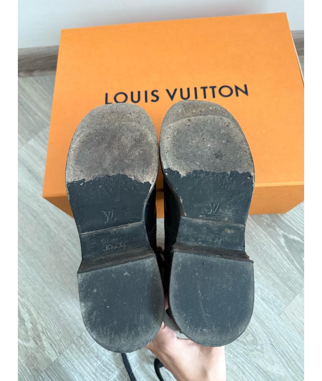 LOUIS VUITTON Черные кожаные ботинки, фото 4