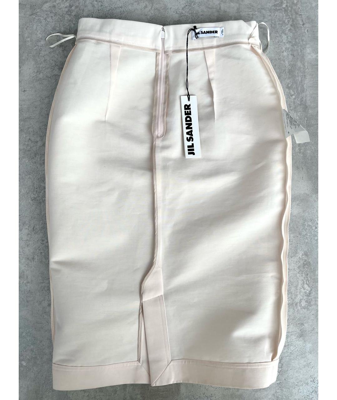 JIL SANDER Бежевая хлопковая юбка миди, фото 3
