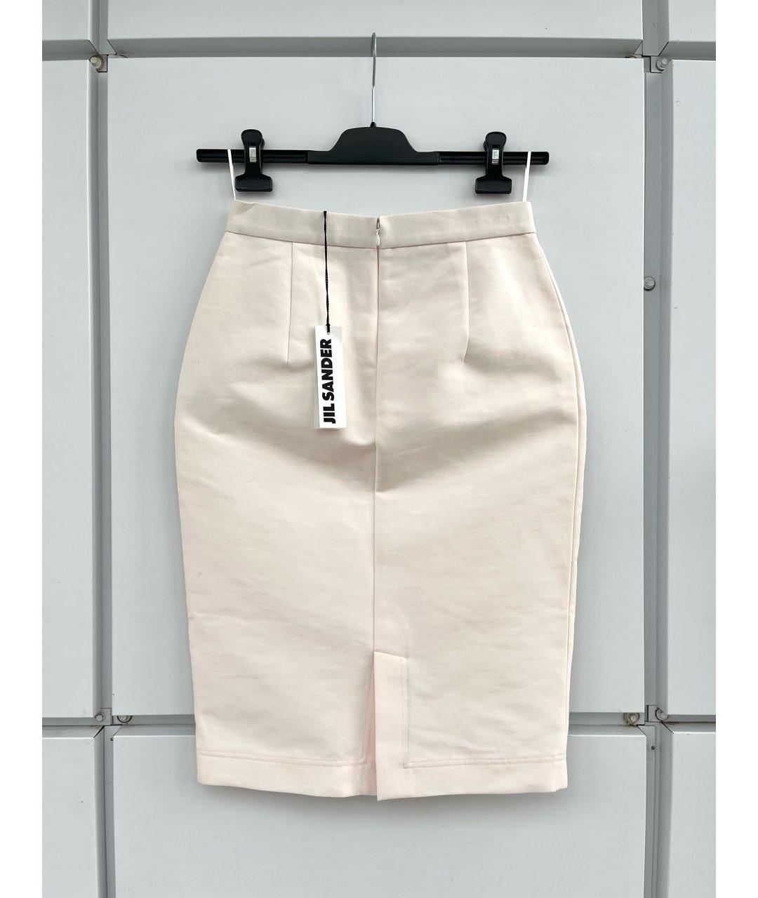 JIL SANDER Бежевая хлопковая юбка миди, фото 2