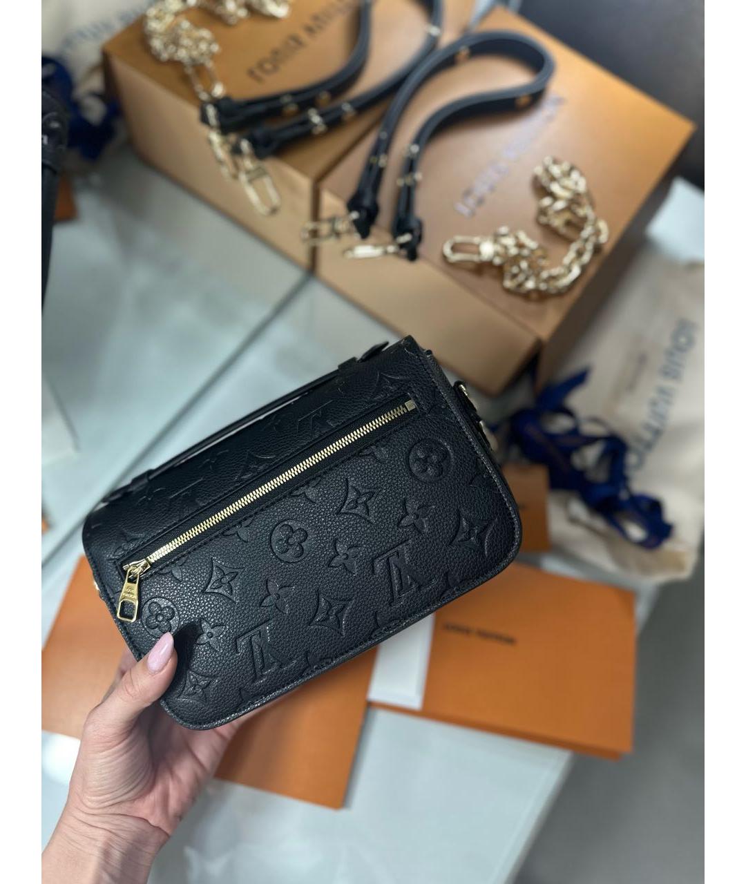 LOUIS VUITTON Черная кожаная сумка через плечо, фото 3