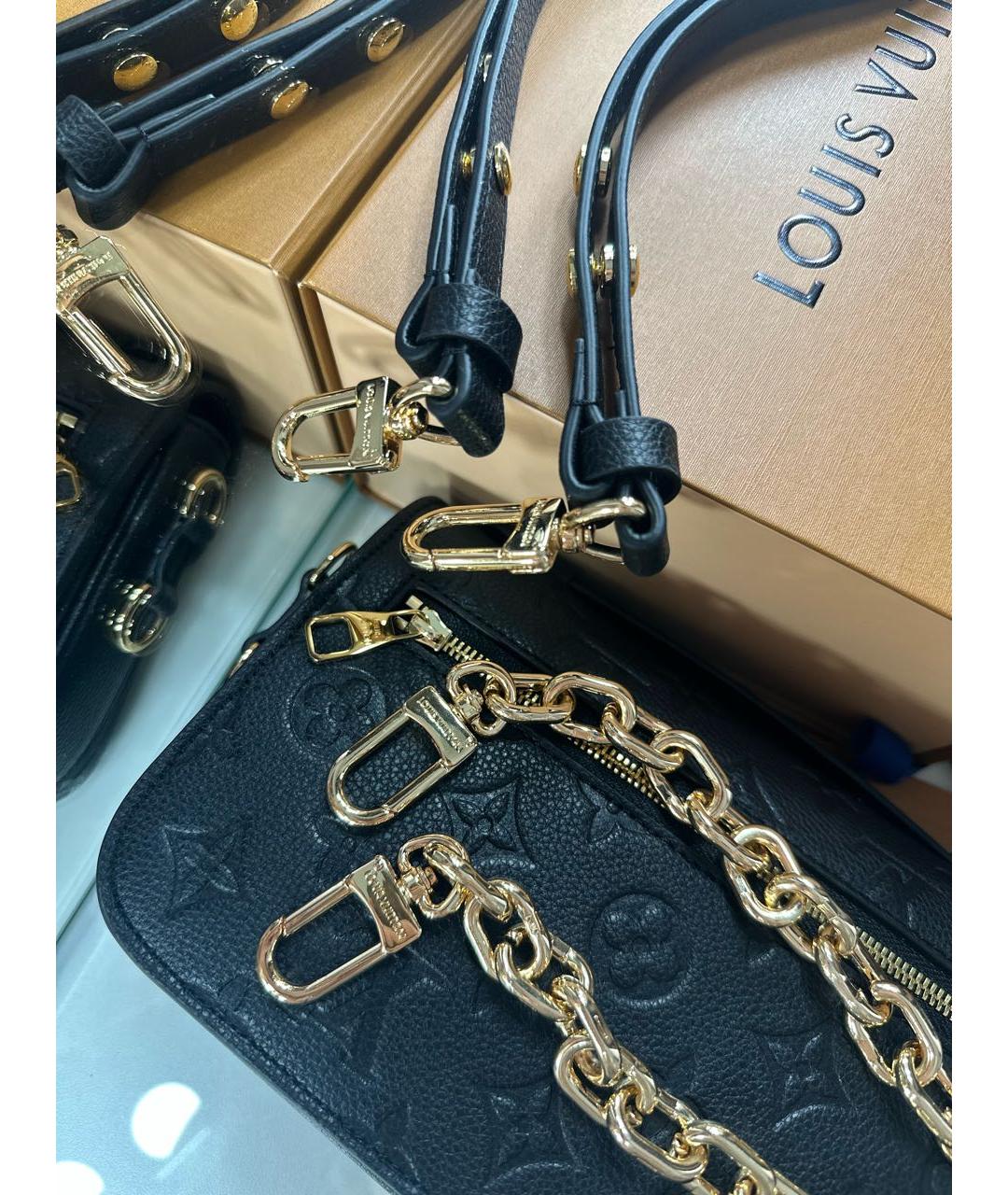 LOUIS VUITTON Черная кожаная сумка через плечо, фото 6