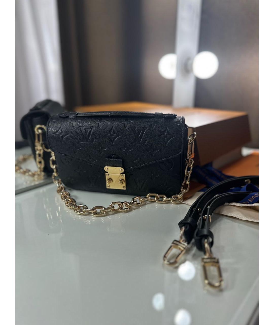 LOUIS VUITTON Черная кожаная сумка через плечо, фото 9