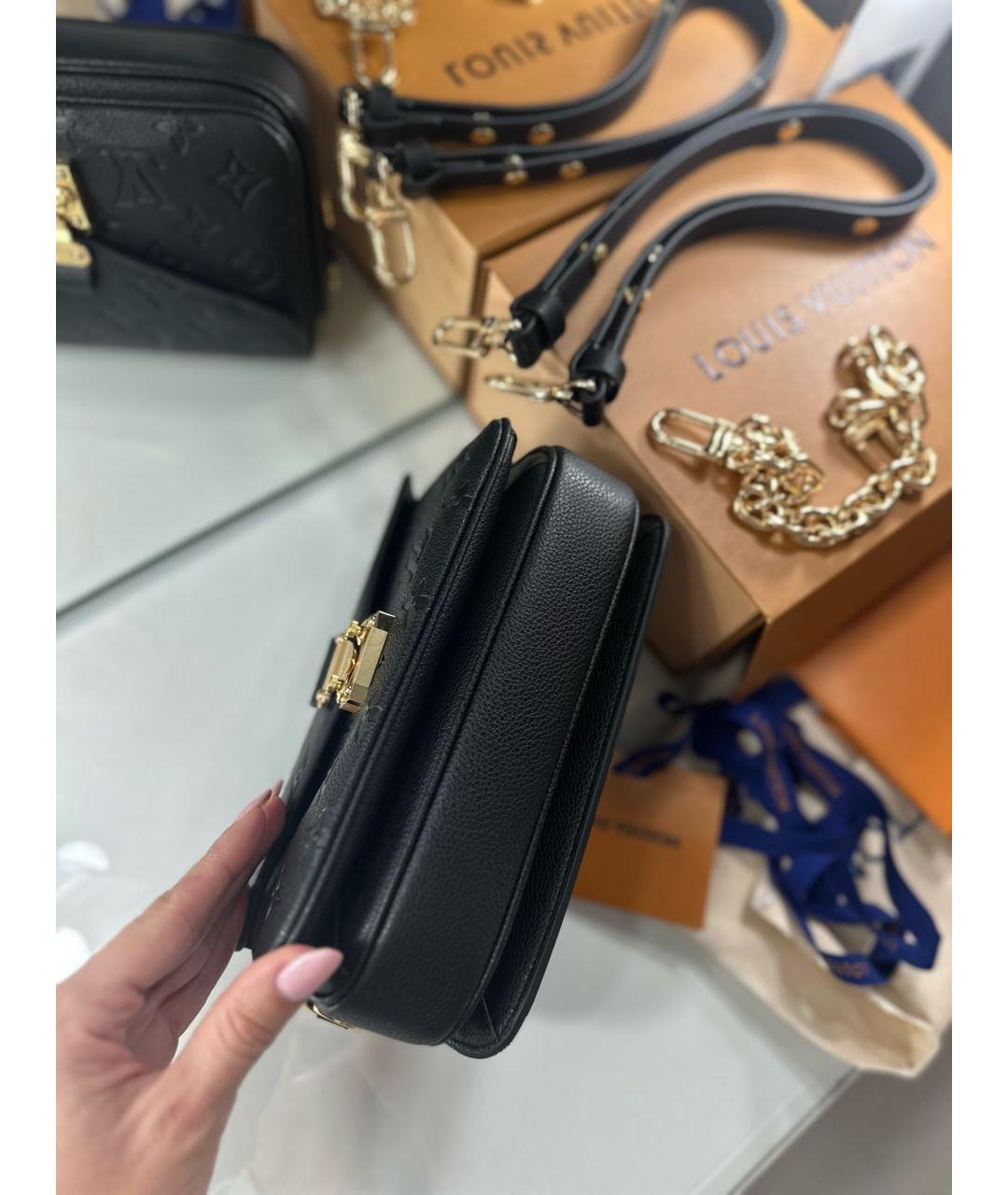 LOUIS VUITTON Черная кожаная сумка через плечо, фото 7