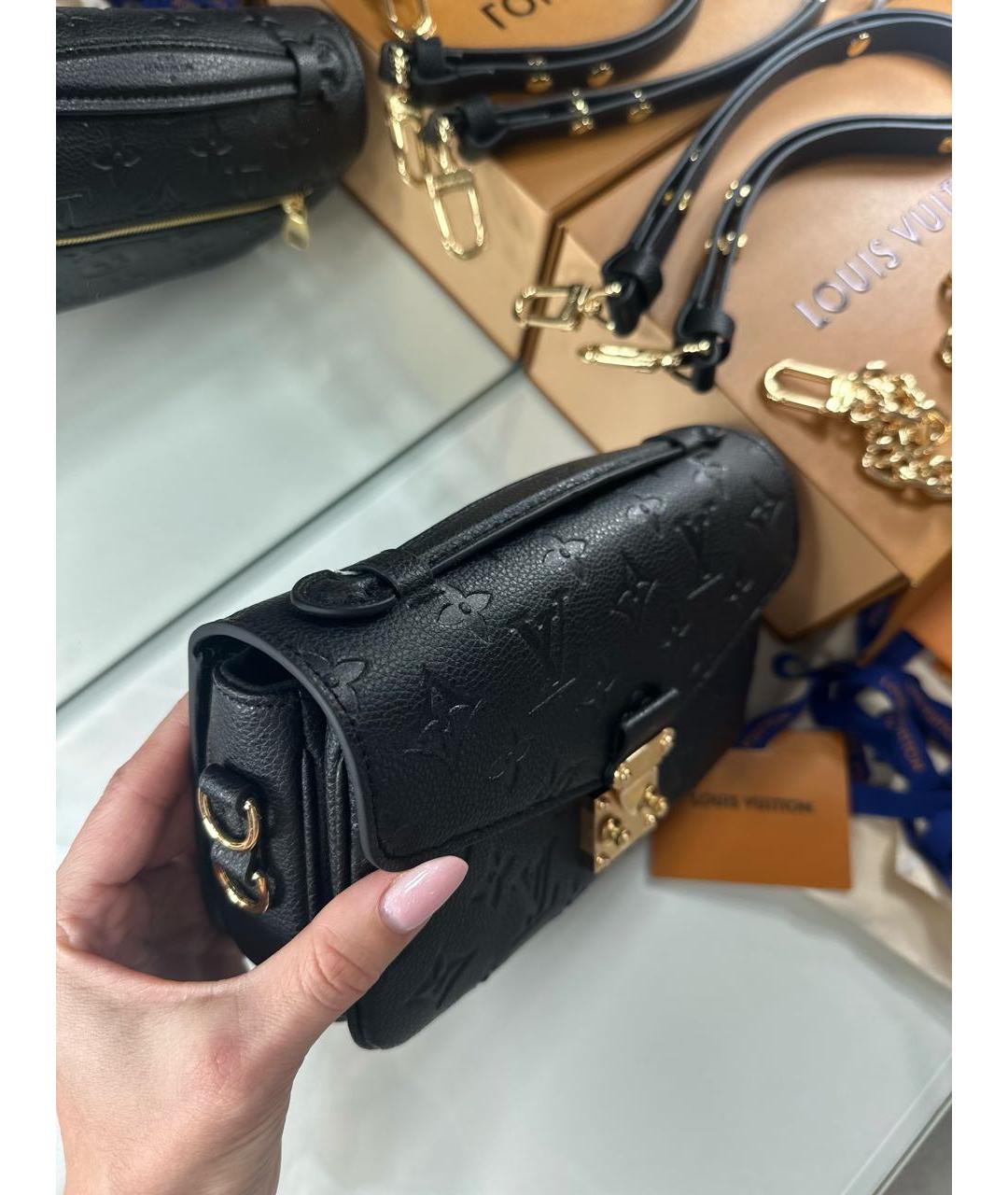 LOUIS VUITTON Черная кожаная сумка через плечо, фото 2