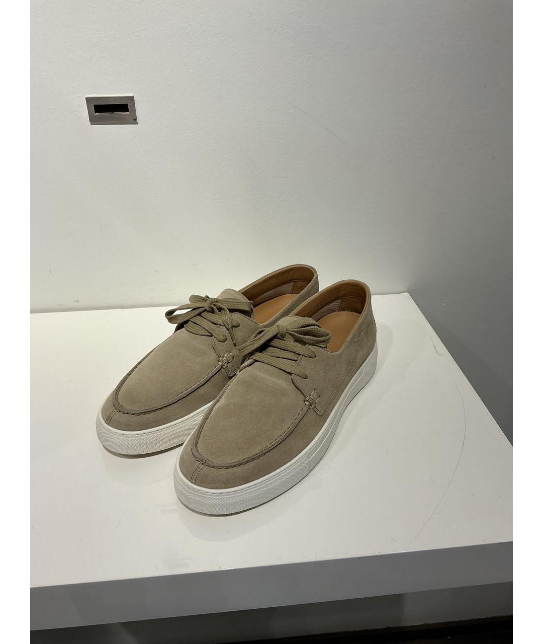 EMPORIO ARMANI Бежевые кожаные мокасины, фото 2