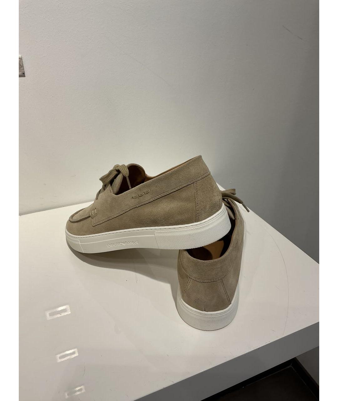 EMPORIO ARMANI Бежевые кожаные мокасины, фото 3
