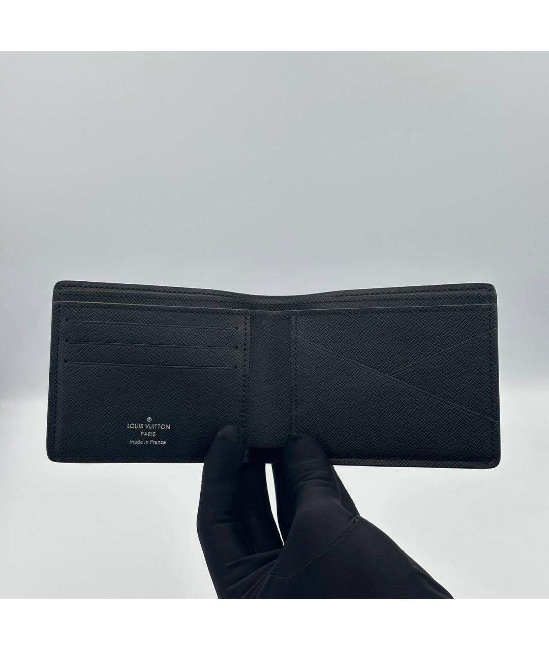 LOUIS VUITTON Черный кожаный кошелек, фото 3