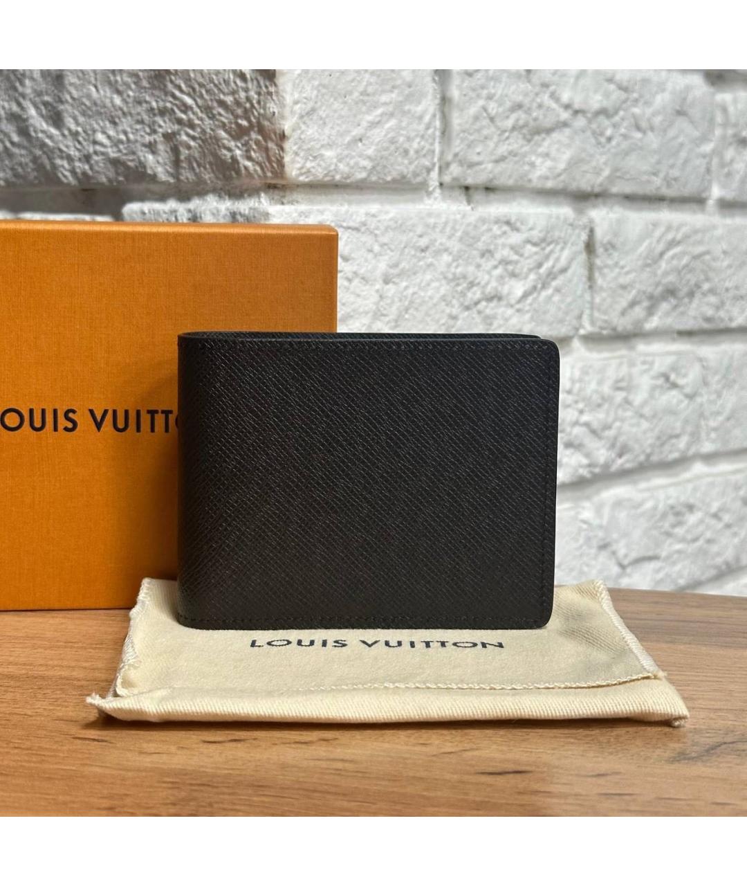 LOUIS VUITTON Черный кожаный кошелек, фото 2