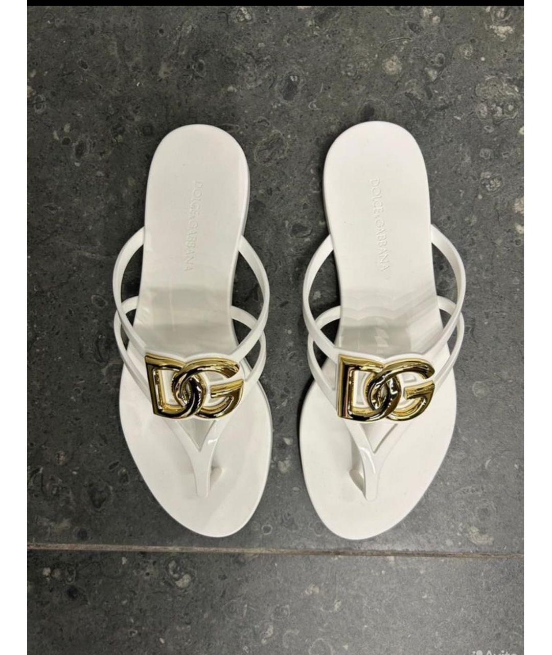 DOLCE&GABBANA Белые резиновые шлепанцы, фото 2