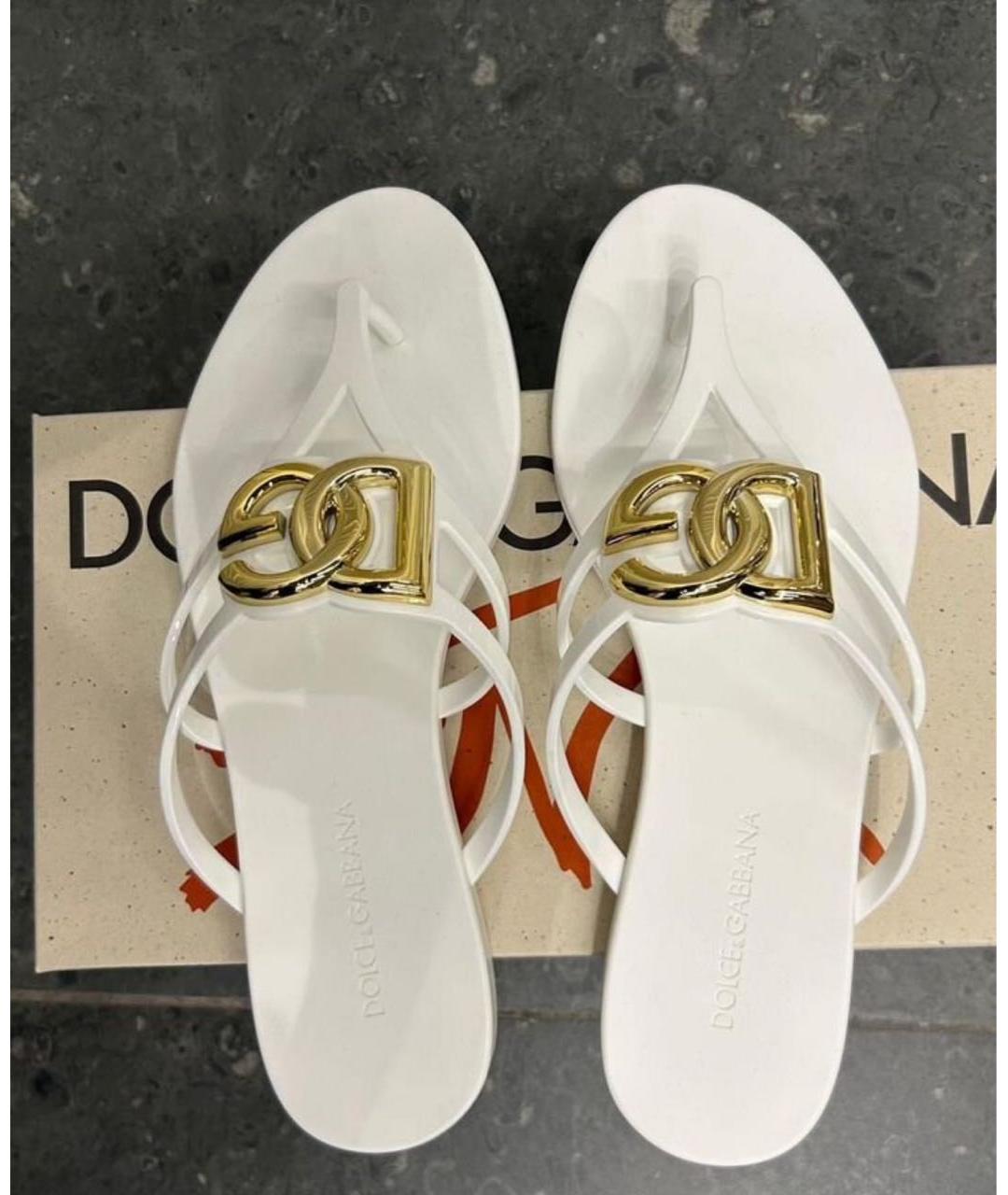 DOLCE&GABBANA Белые резиновые шлепанцы, фото 3