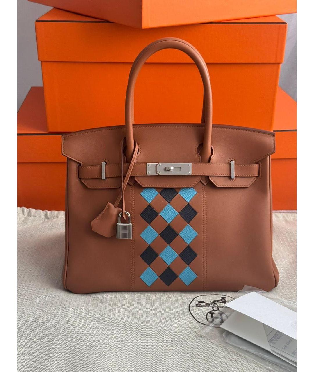 HERMES Коричневая кожаная сумка с короткими ручками, фото 9