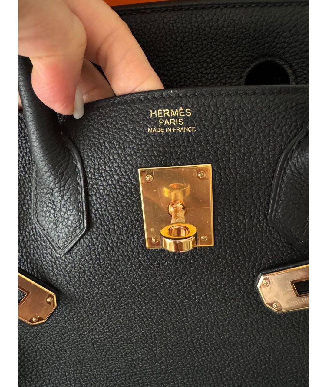 HERMES Черная кожаная сумка с короткими ручками, фото 5