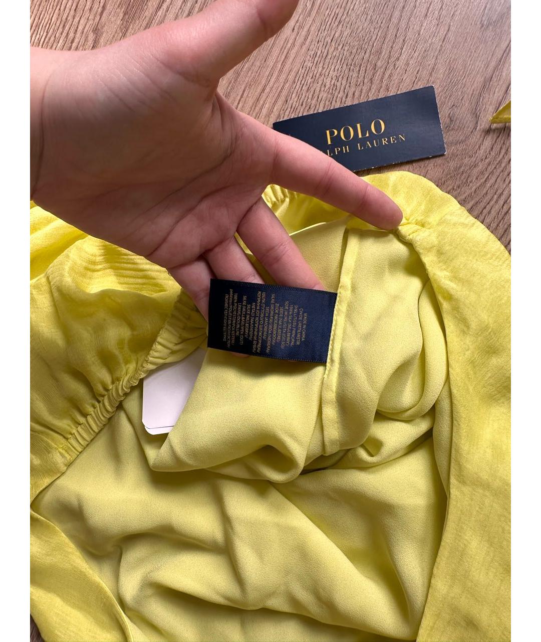 POLO RALPH LAUREN Желтая шелковая блузы, фото 5