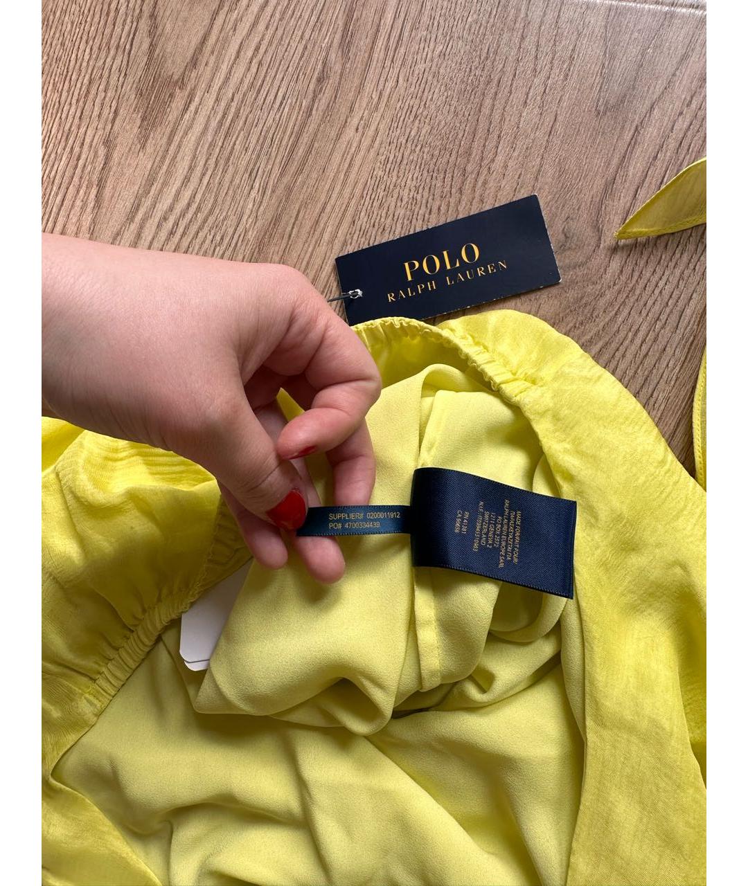 POLO RALPH LAUREN Желтая шелковая блузы, фото 6