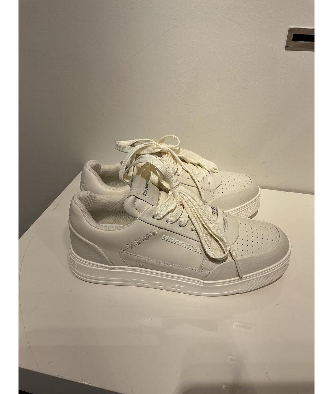 EMPORIO ARMANI Белые кожаные низкие кроссовки / кеды, фото 5