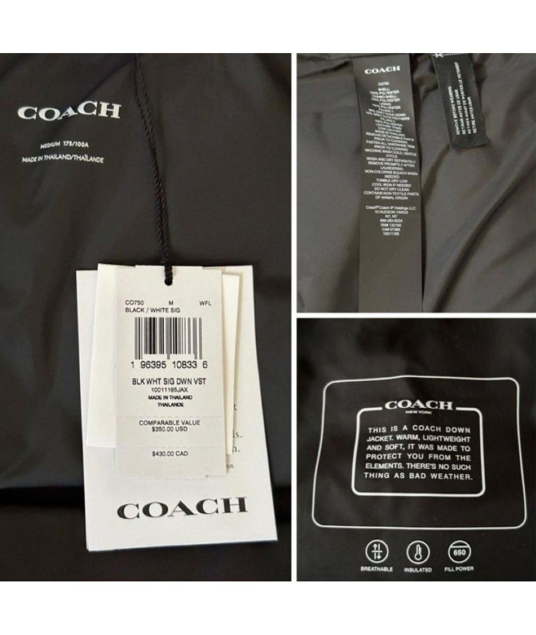 COACH Черный жилет, фото 6