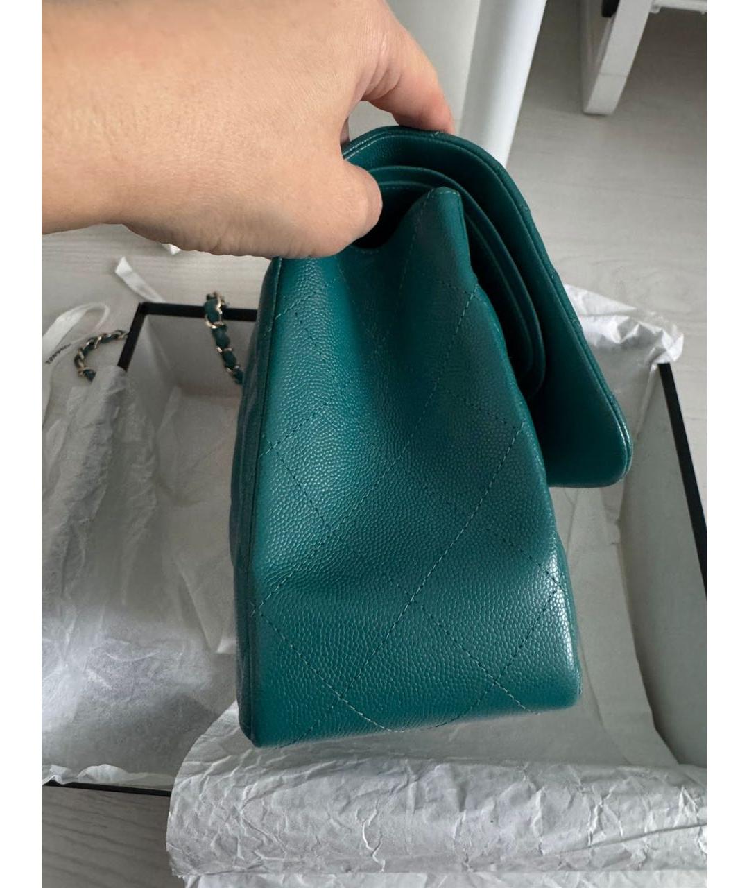 CHANEL Бирюзовая кожаная сумка через плечо, фото 2