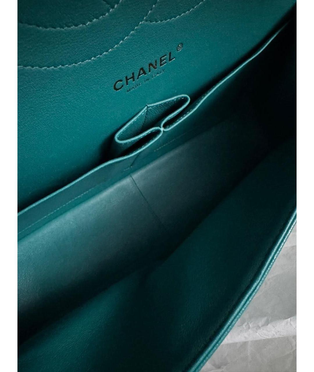 CHANEL Бирюзовая кожаная сумка через плечо, фото 4
