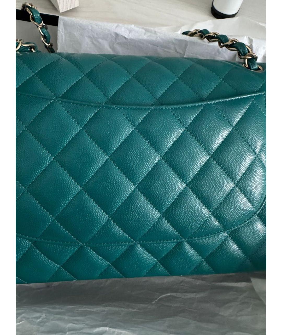 CHANEL Бирюзовая кожаная сумка через плечо, фото 3